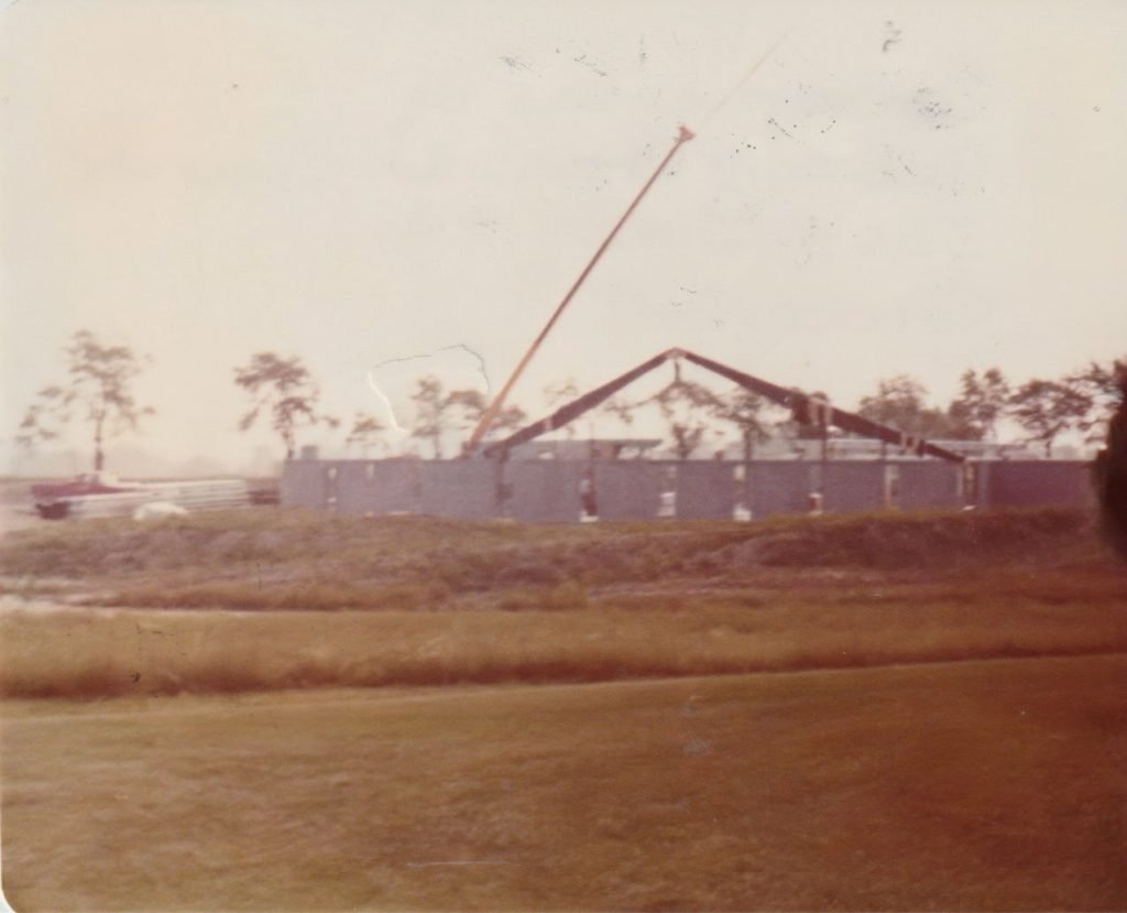 Construction of the original Worship Center in 1977