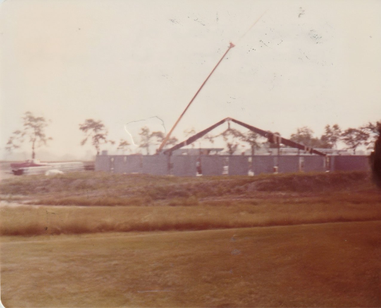 Construction of the original Worship Center in 1977